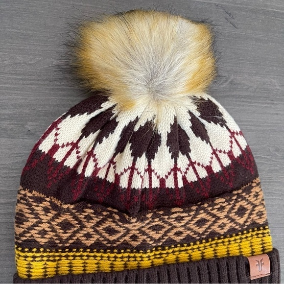 Frye Fair Isle Cuff Beanie with Pom - Picture 6 of 8